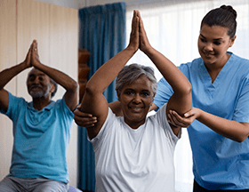 Home nursing doing stretches in Marietta 