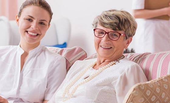 Health care services with elderly woman and CNA in Atlanta, GA